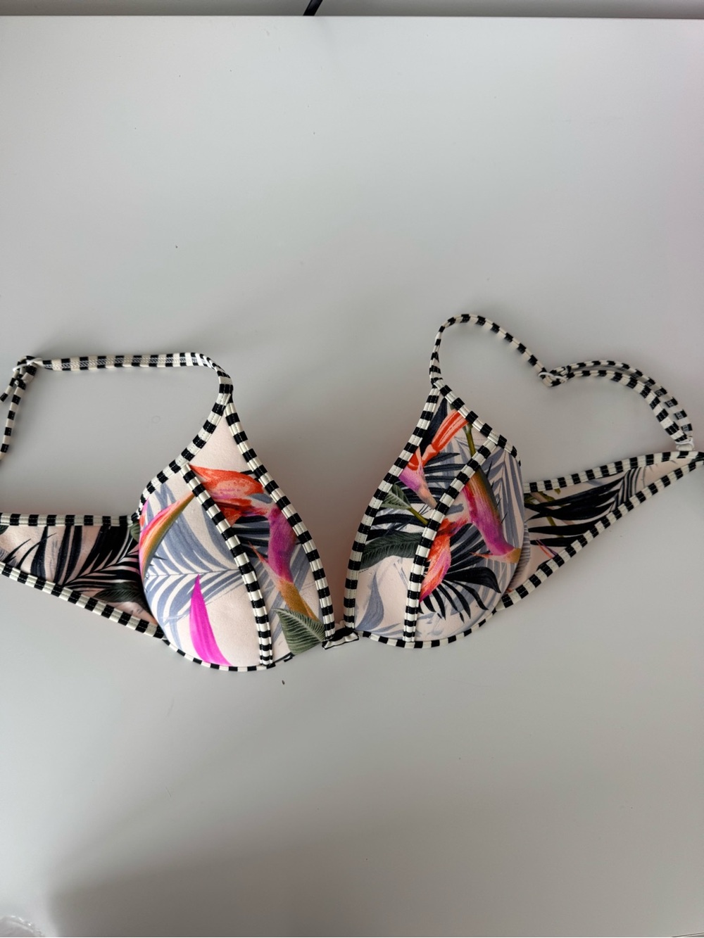 Body Glove Tropical Floral Padded Bikini Top - Pink & Black